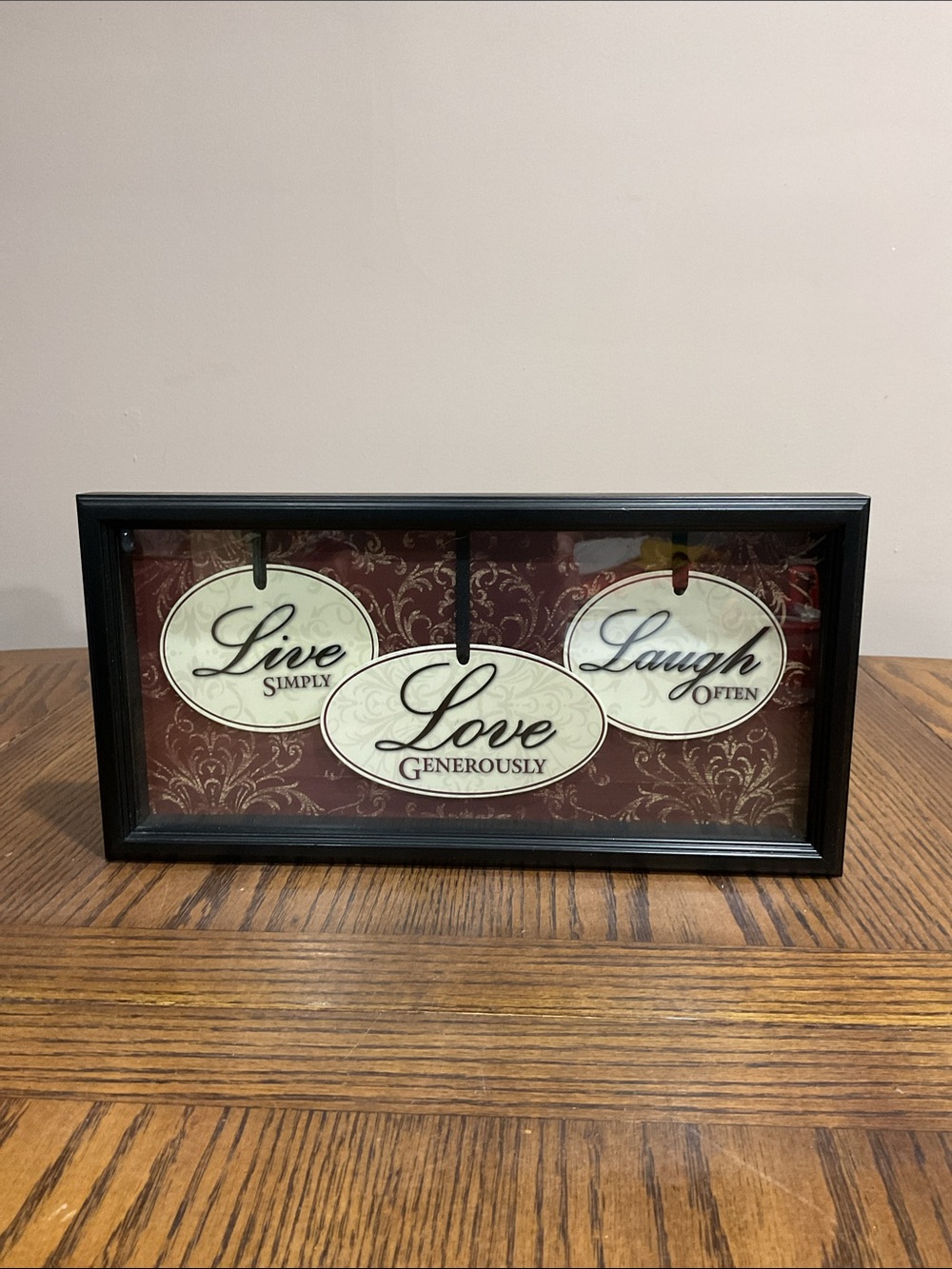 Live Love Laugh Wall Art - Black Frame with Cream Accents